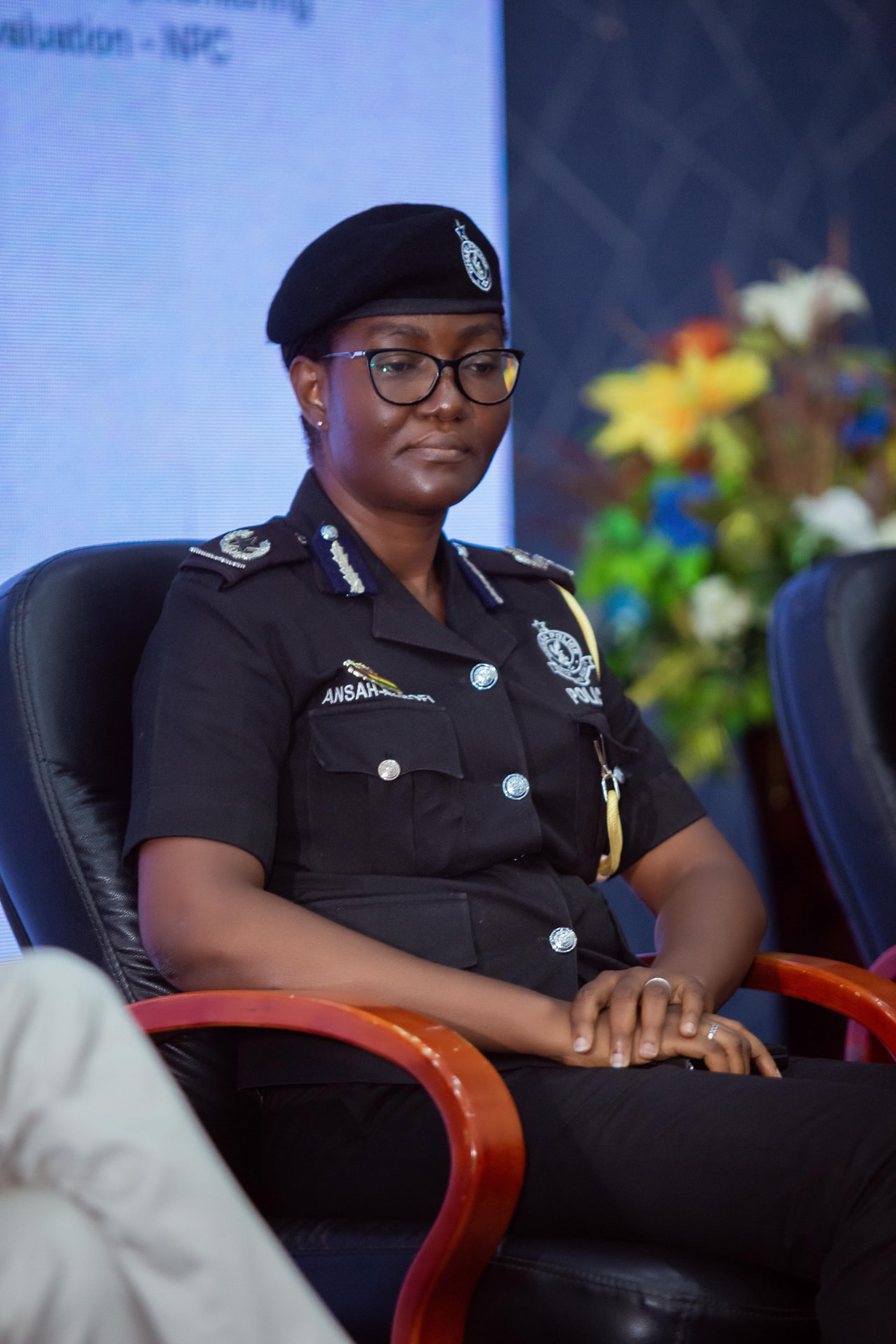 ACP Grace Ansah-Akrofi of the Ghana Police Service Public Affairs Directorate, seated on the panel